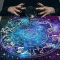 🃏 VIKAMA Zodiac Constellation Tarot Tablecloth & Coaster Set – Starry Divination Cloth for Reading Rooms, Astrology Altars & Card Protection YLB-1033