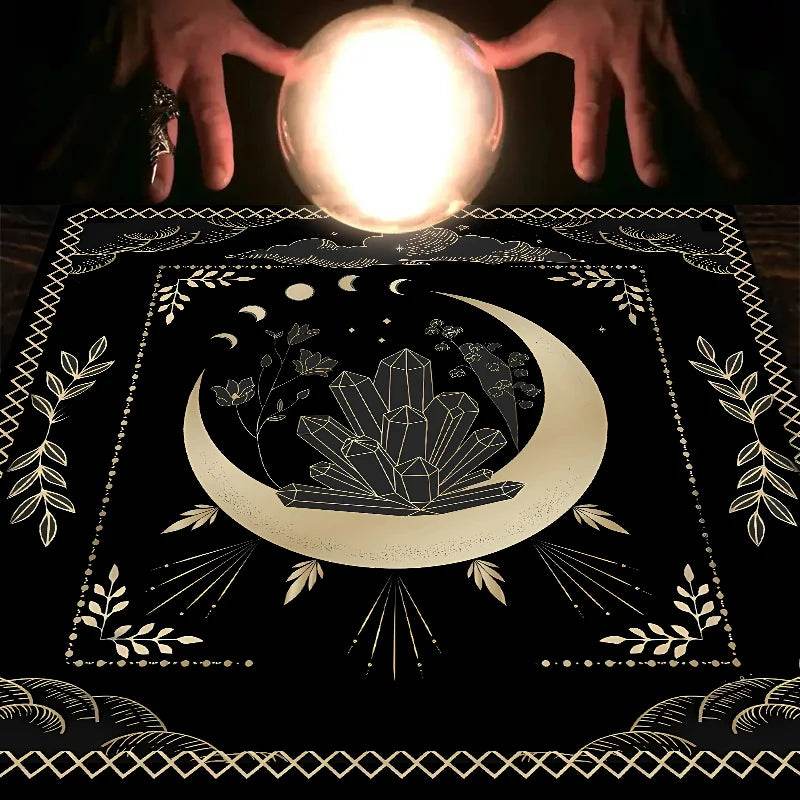 Moon Phase Tarot Card Tablecloth - Gold for Spiritual Readings and Rituals