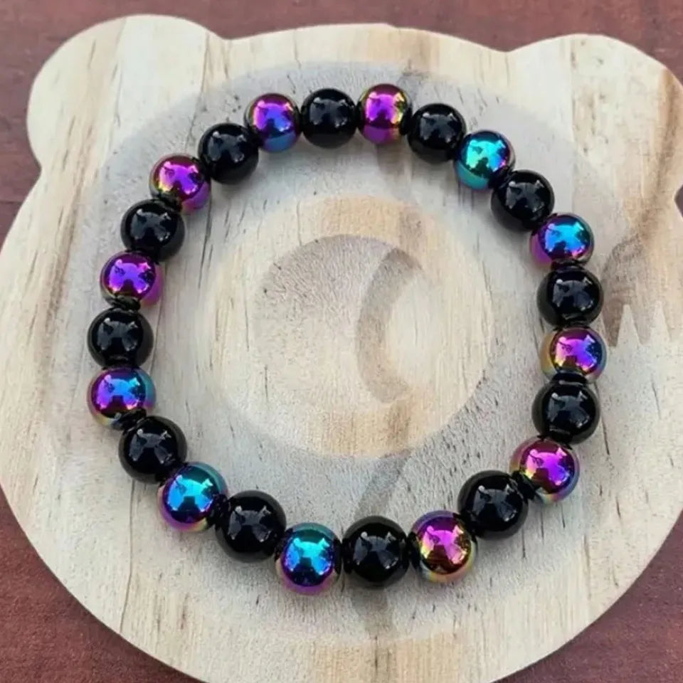 ✨ Natural Stone Energy Bracelet – Unisex Crystal Beaded Stretch Bangle – Adjustable Bead Bracelet Gift for Women & Men