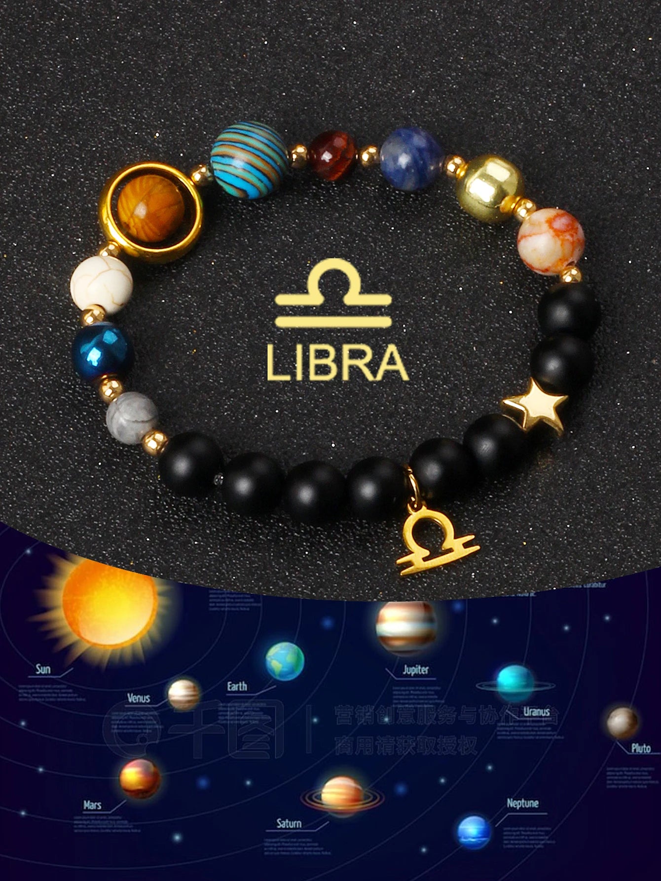 ✨ Eight Planets & 12 Constellation Bracelets – Natural Stone Universe Galaxy Solar System Jewelry – Featuring Libra, Virgo & Leo Designs