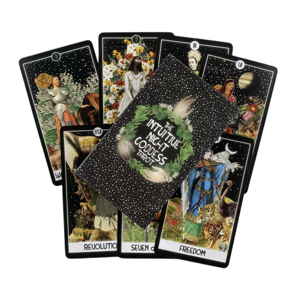 🌙 Intuitive Night Goddess Tarot Deck – 78 Cards | Beginner and Expert Friendly | Deeply Symbolic & Nature-Inspired | Includes 144-Page Guidebook