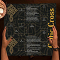 🔮Golden Celtic Cross Tarot Tablecloth – Elegant Polyester Altar Cloth Featuring Iconic Celtic Cross, Moon, Stars, and Floral Motifs HDS-2508241023