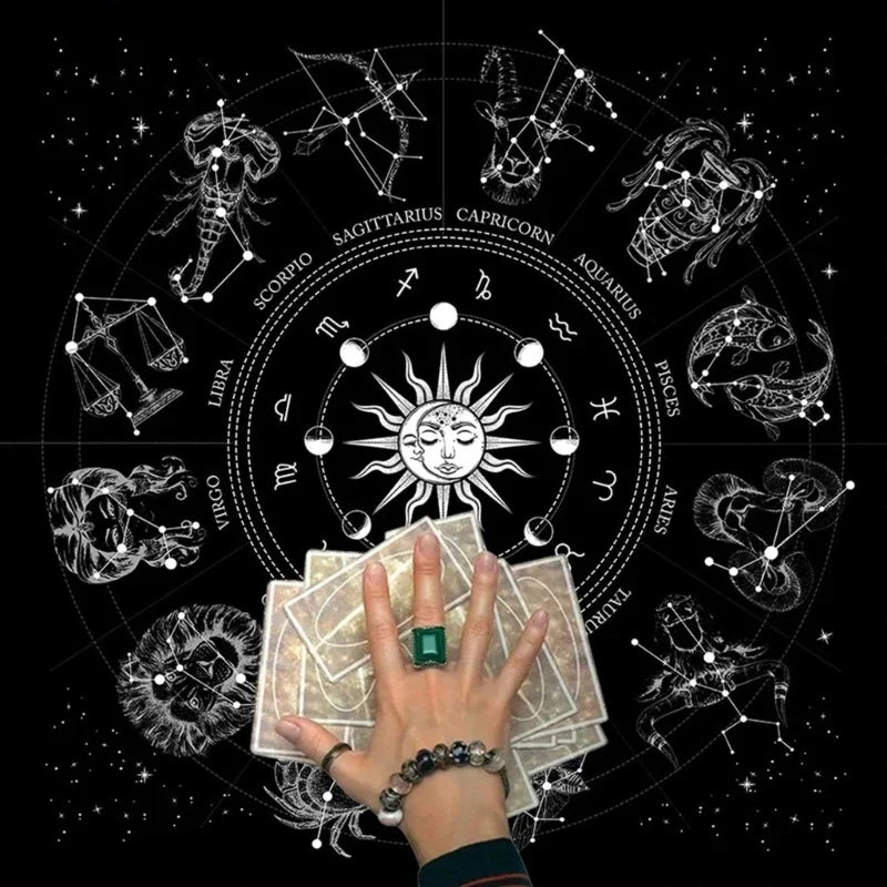 🎲 Square Shape Pendulum Divination Altar Tablecloth | Tarot Pad & Rune Table Cloth – Astrology Oracle Board Game Mat B