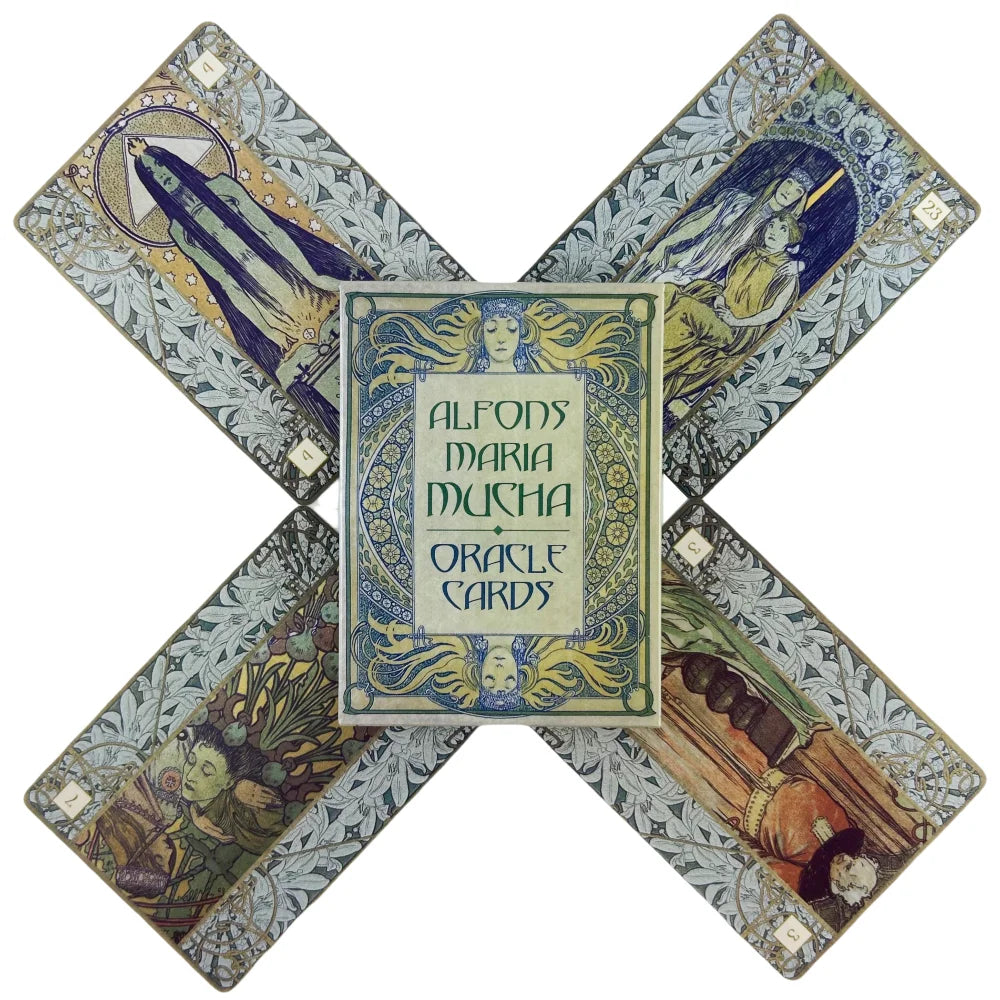 Alfons Maria Mucha Oracle Cards – 36-Card English Edition for Family Gathering Divination and Board Games