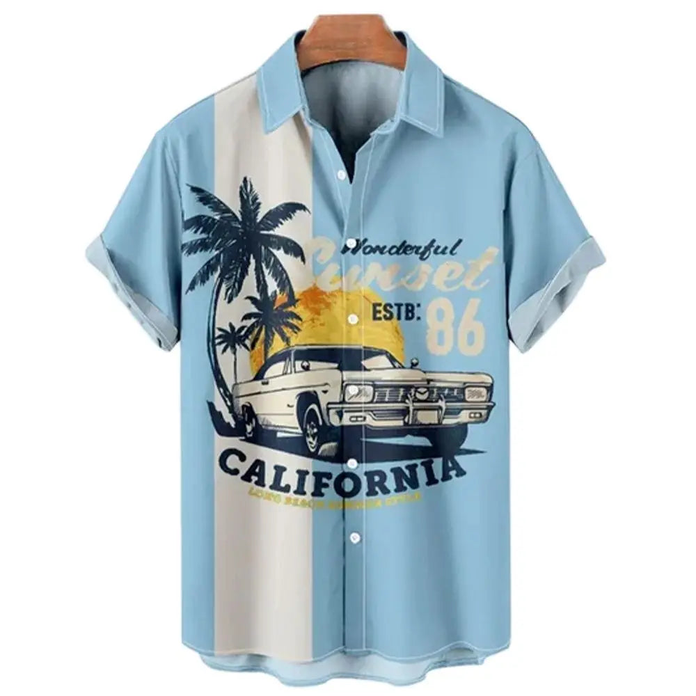 🌴 The Azure Horizon: Premium Men’s Seaside Holiday Hawaiian Shirt – High-Definition Tropical Floral Graphic, Relaxed Loose-Fit "Handsome" Silhouette, Breathable Summer Beach Camisa, and Sophisticated Urban-Holiday Short-Sleeve (Up to Size 5XL) CS2024XQ923