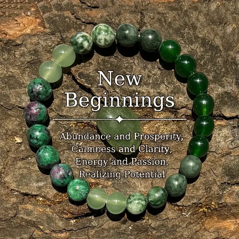 ✨ Natural Agate Stone Bracelet – Unisex Round Green Bead Bracelet – Elegant Daily Decoration & Perfect Christmas Jewelry Gift