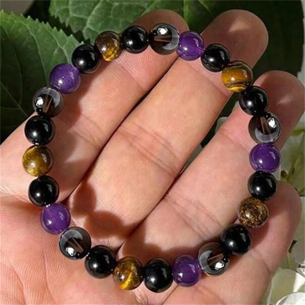 🐅 Vintage Natural Stone Tiger’s Eye Beaded Bracelet – Unisex Glass Beaded Jewelry | Birthday & Christmas Gift for Friends | Daily Outfit Essential
