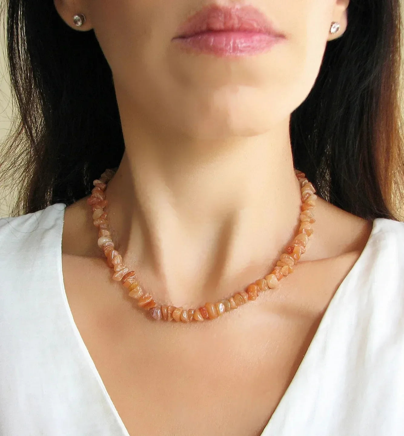 ✨ Turquoise Crystal Beaded Necklace – Perfect 11th Anniversary Gift for Wife – December Birthstone & Chakra Chip Choker A111216