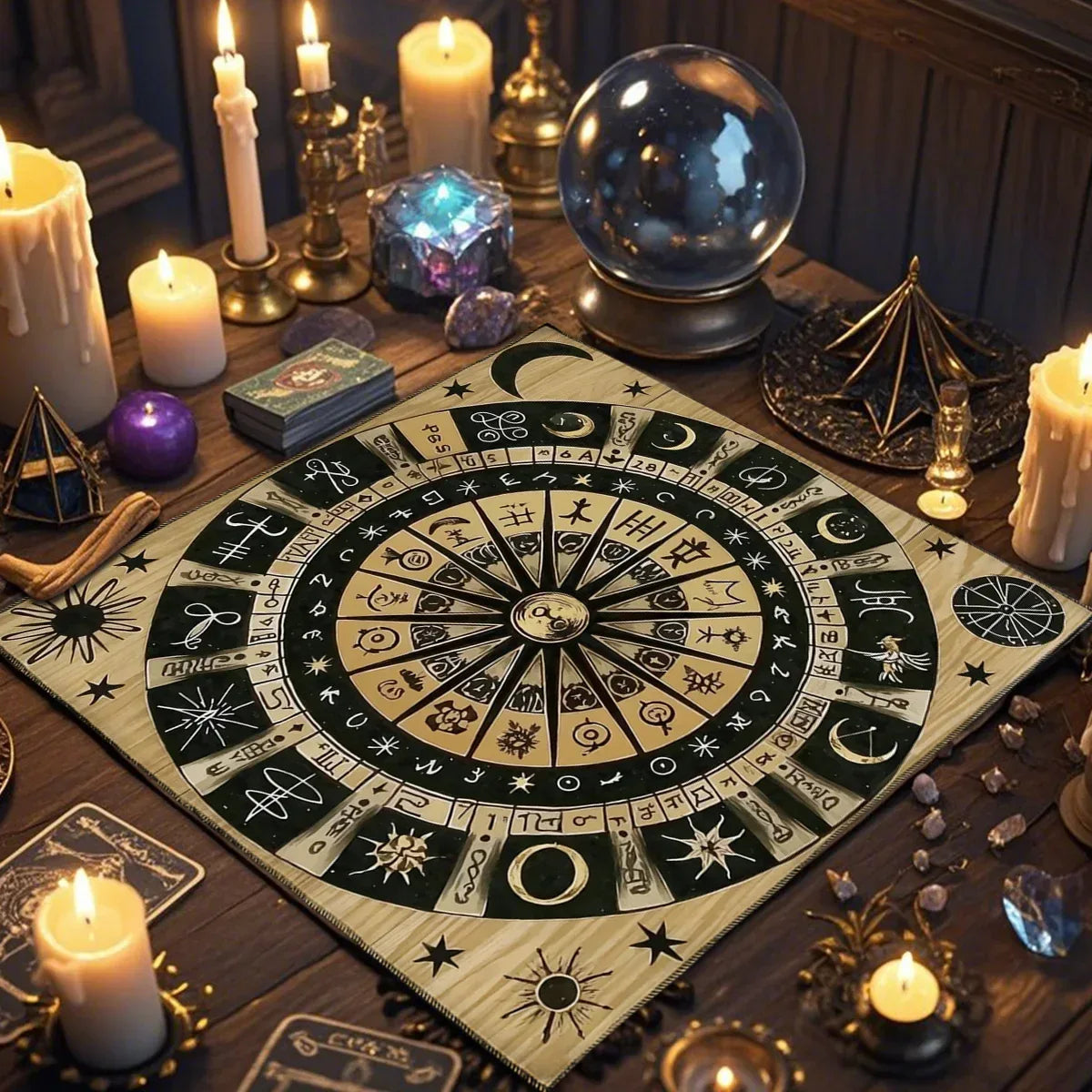 🃏 Starry Sky Zodiac Tarot Tablecloth – Twelve Constellations Astrological Altar Cloth for Divination, Rituals & Mystic Tarot Readings