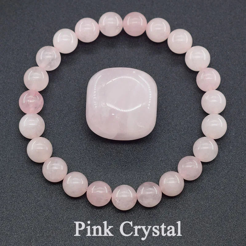 ✨ Natural Red Picasso Jasper Stone Beads Elastic Bracelet – Unisex Healing Crystal Jewelry with Round Red Pine Beads – Elegant Jade Bangle Gift 35 Pink Crystal 6mm Beads
