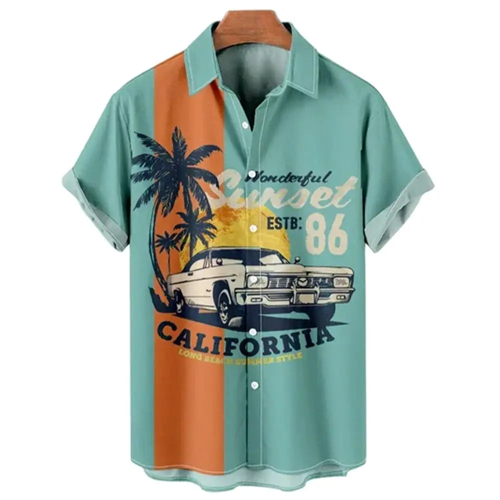 🌴 The Azure Horizon: Premium Men’s Seaside Holiday Hawaiian Shirt – High-Definition Tropical Floral Graphic, Relaxed Loose-Fit "Handsome" Silhouette, Breathable Summer Beach Camisa, and Sophisticated Urban-Holiday Short-Sleeve (Up to Size 5XL) CS2024XQ921