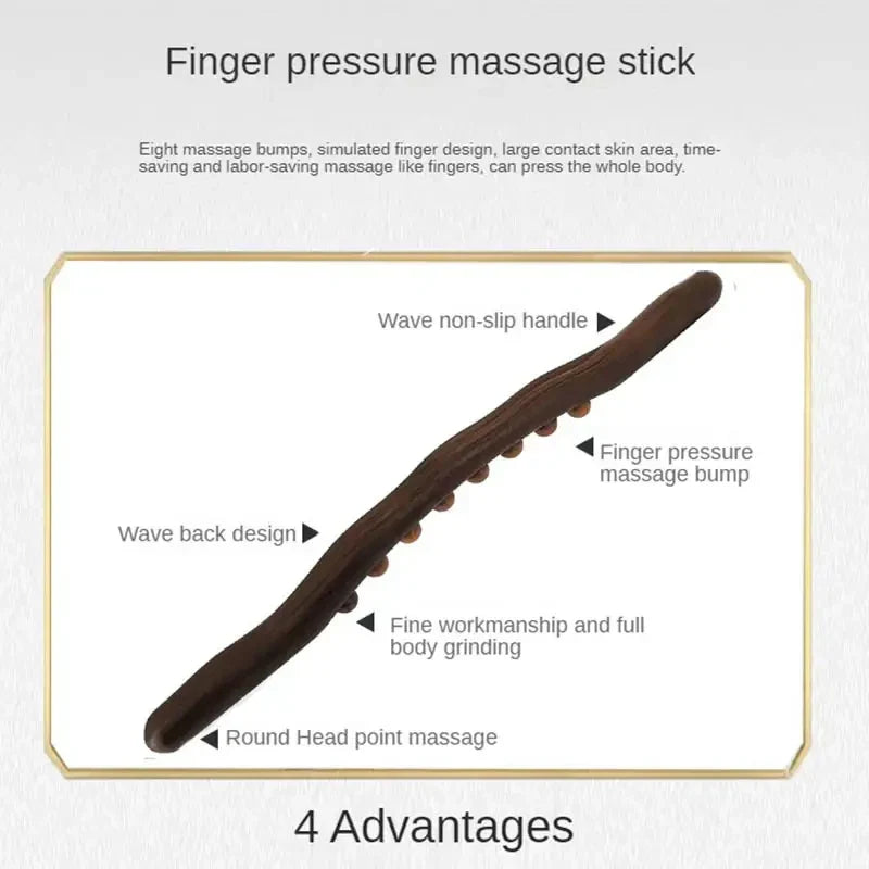 8 Beads Gua Sha Massage Stick – Carbonized Wood Meridian Scraping Therapy Wand for Muscle Relaxation and Acupuncture﻿