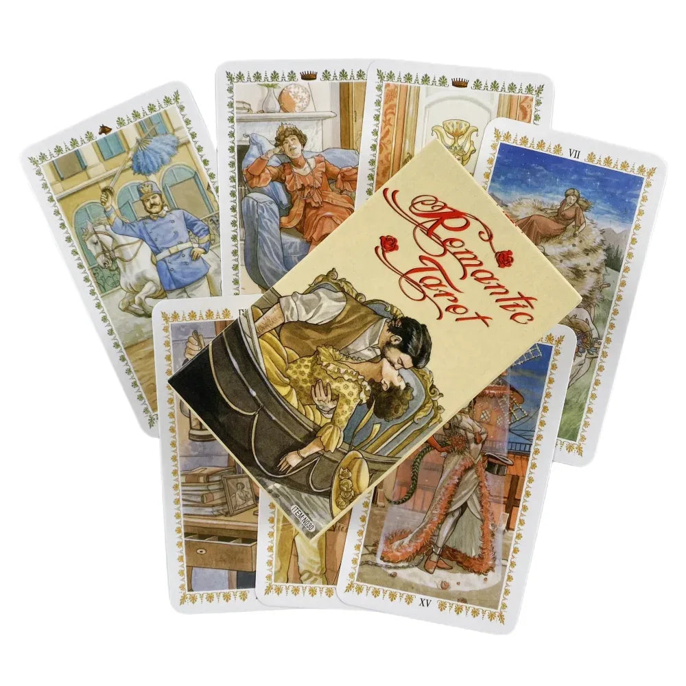 Romantic Tarot – 78 Cards English Edition for Tarot Guidance, Fate Divination & Family Party Board Game