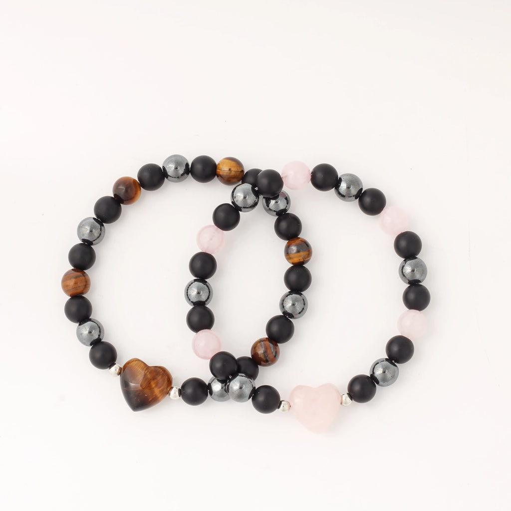 ✨ Luxury Winter Jewelry – Black, Yellow & Silvery Tiger’s Eye Hematite Brazaletes – High-Quality Natural Stone Bracelets for Family Gatherings