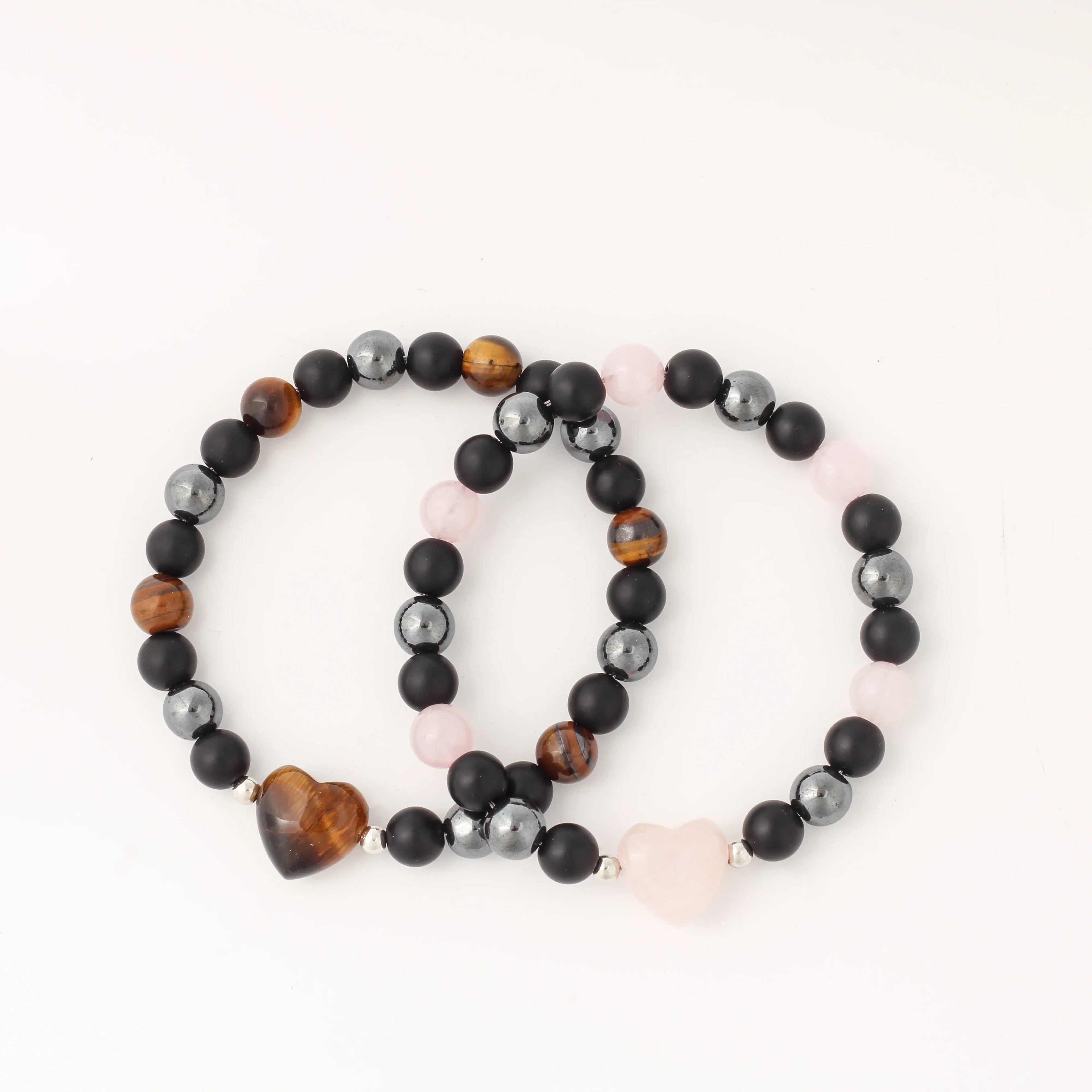 ✨ Luxury Winter Jewelry – Black, Yellow & Silvery Tiger’s Eye Hematite Brazaletes – High-Quality Natural Stone Bracelets for Family Gatherings