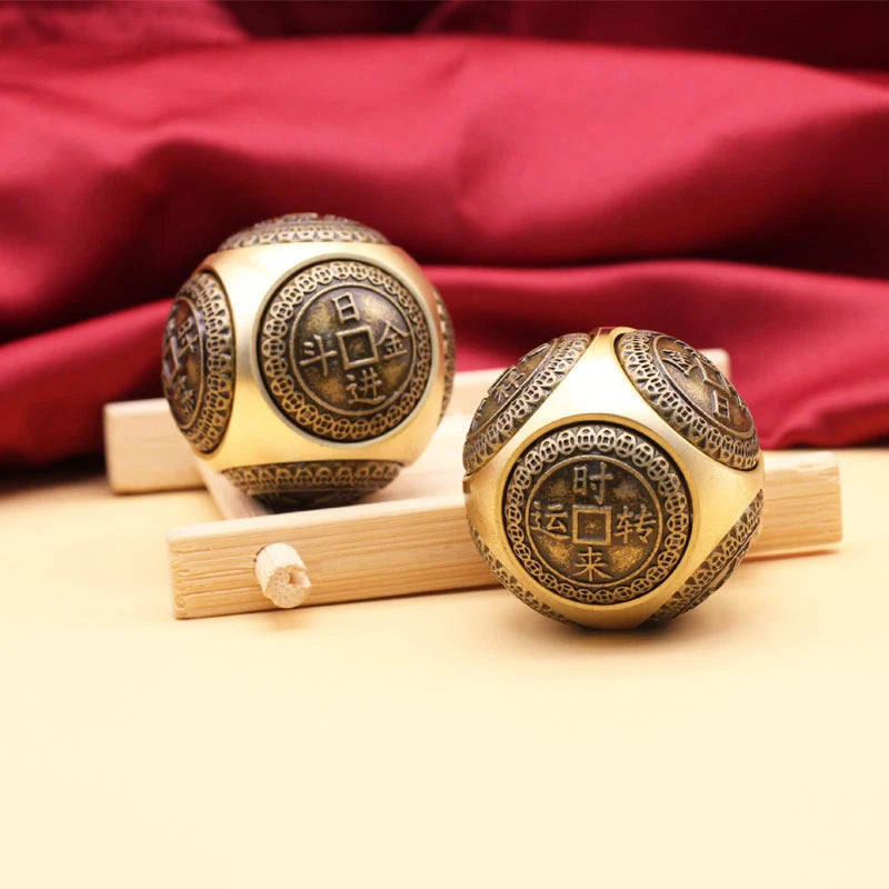 Six-Faced Chinese Lucky Coin Spinner – Rotating Fidget Toy for Stress Relief, Anxiety Reduction, and Focus Enhancement