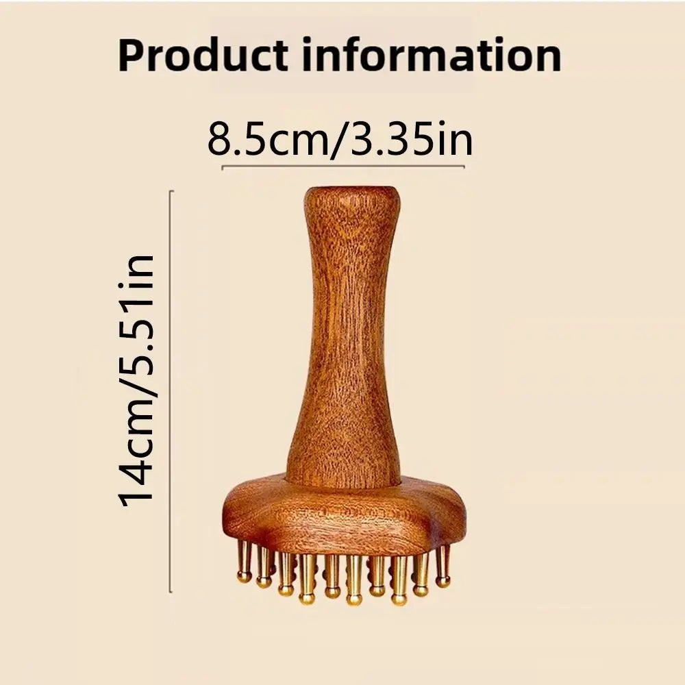 Portable Wood Massage Brush with Copper Head – 24 Teeth Meridian Massager & Body Sculpting Tool﻿