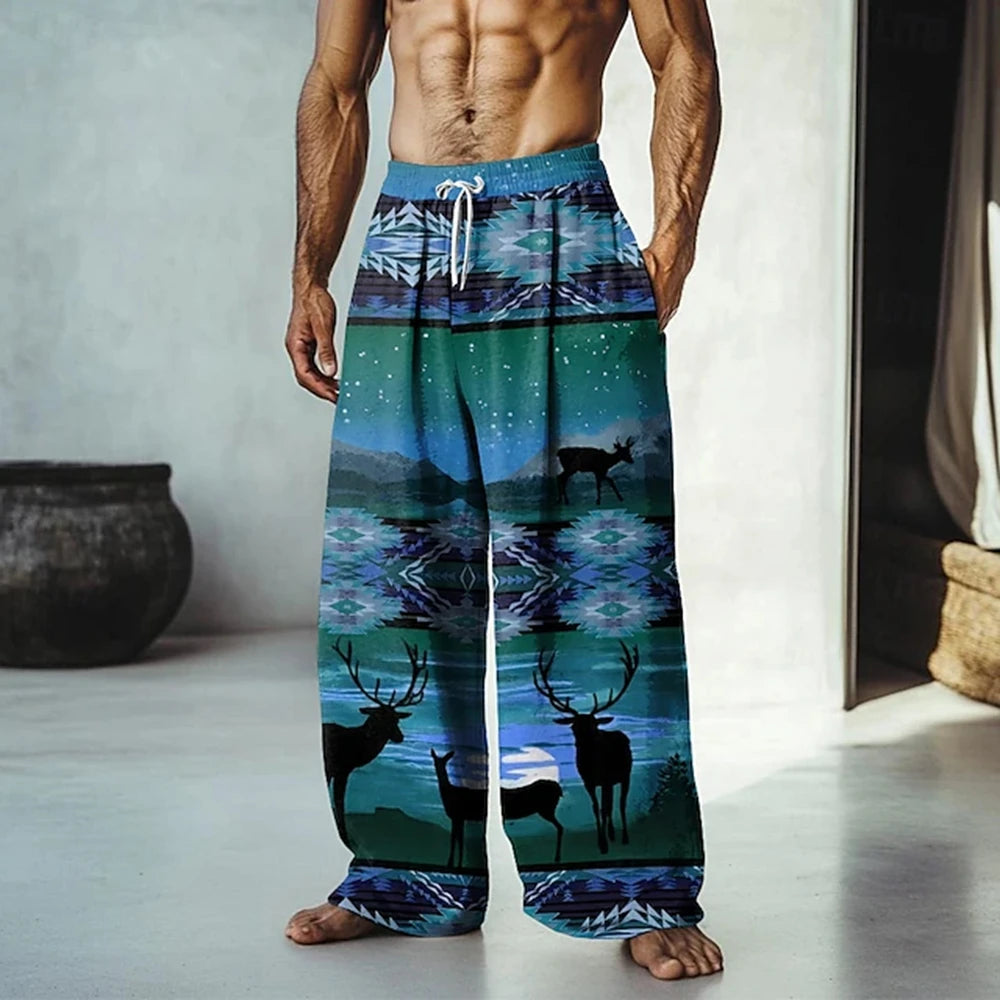 ✨ The Bohemian Nomad 3D Masterpiece: Premium Men's Loose-Fit Ethnic Print Pants – Hyper-Realistic Tribal Graphics, Breathable Quick-Dry Fabric, and Ultimate Beach-to-Street Versatility D16P202552017331