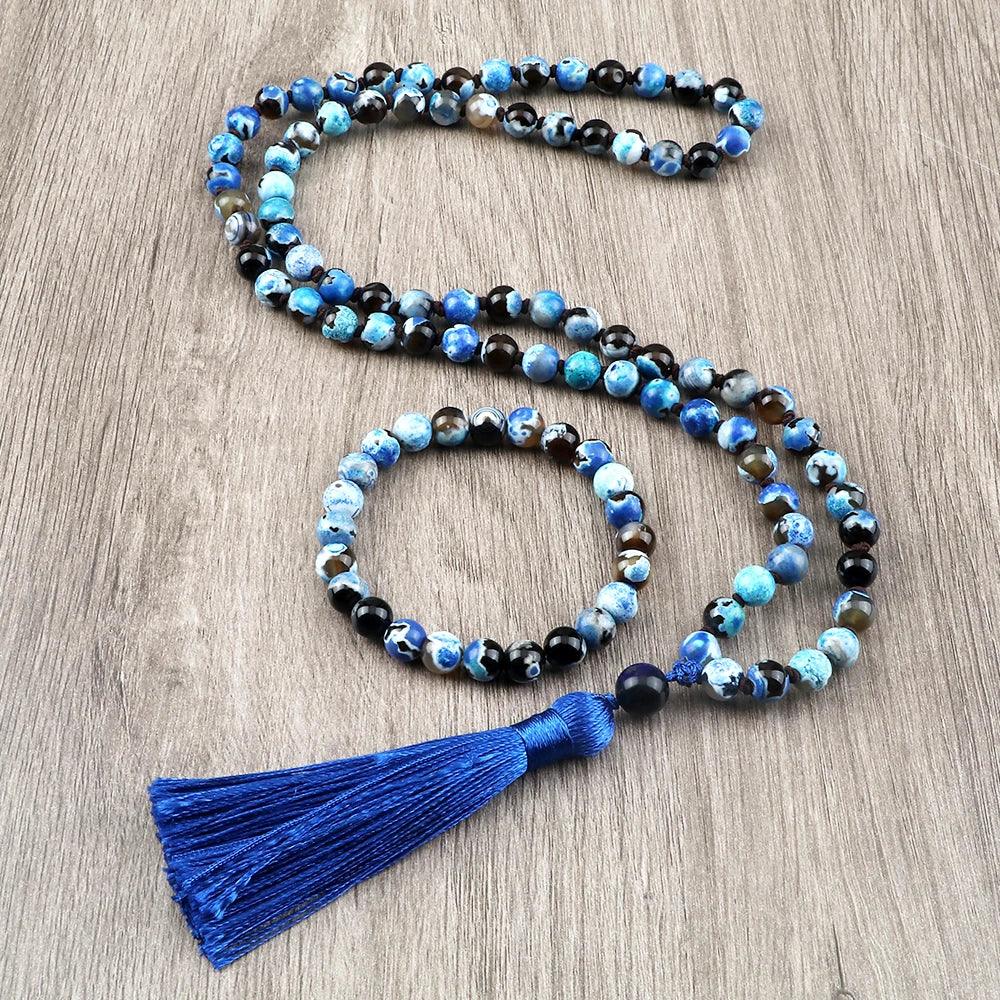 🐯 Natural Tiger Eye Stone Jewelry Set (Necklace & Bracelet): Healing Tassel Pendant & Sweater Chain – Confidence, Wealth & Protection Crystal for Women
