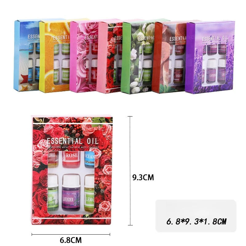 6PCS 3ML Essential Oil for Aromatherapy Diffuser Humidifier Stone Natural Plant Air Freshener Fragrance Lavender Jasmine Perfume