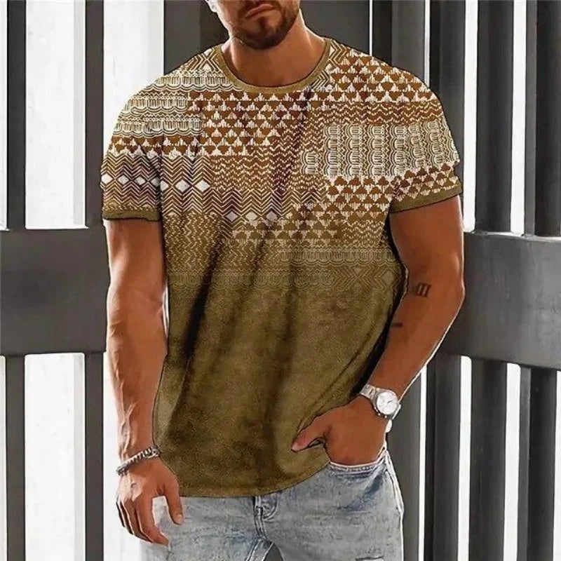 ✨ The Luxury Retro Ethnic Edition: Premium Men’s 3D Printed T-Shirt – High-Definition Colorful Tribal Graphic Print, Breathable Quick-Dry Performance Fabric, and Sophisticated Oversized Luxury Streetwear Tee Tshirt-YSY46994