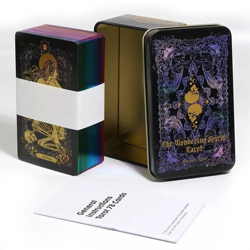 Wondering Spirit Tarot Deck – 78 Gold-Edged Cards in Durable Tin Box