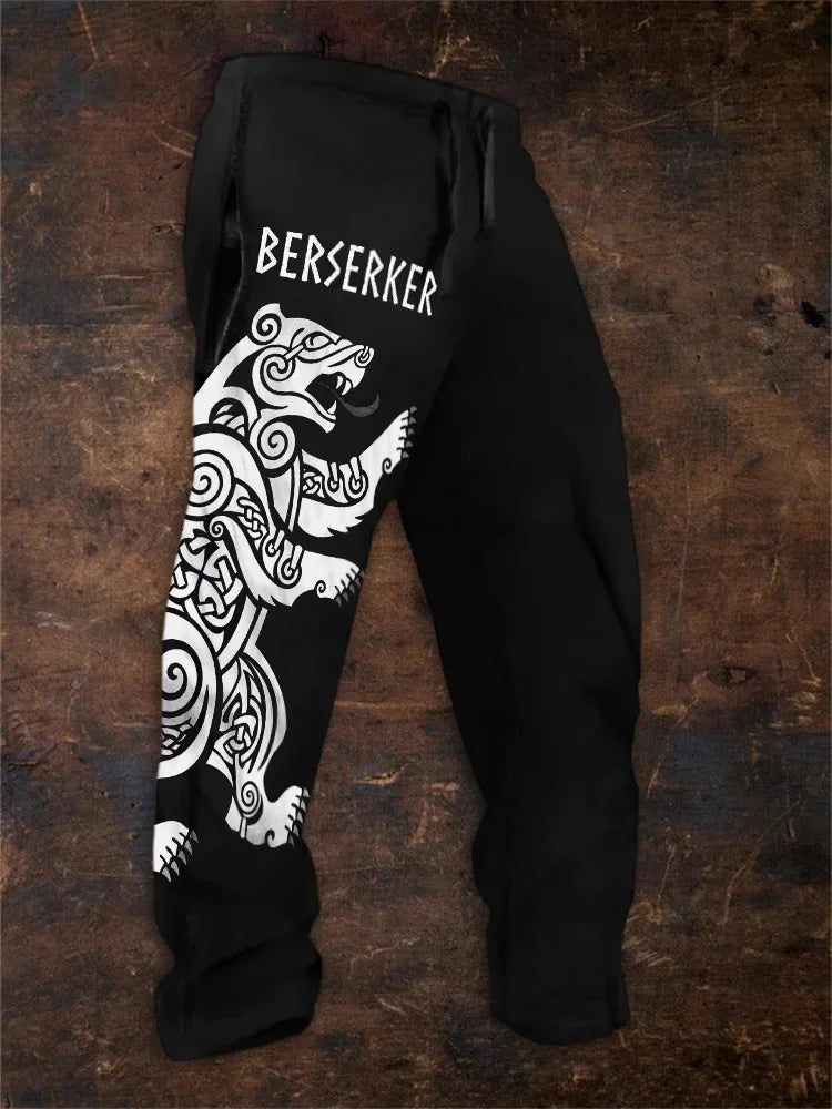 🃏 Men’s Retro Viking Celtic Skeleton 3D Printed Drawstring Pants – Casual Straight-Leg Summer Beach Pants, Plus Sizes S–5XL D81PHG259162360