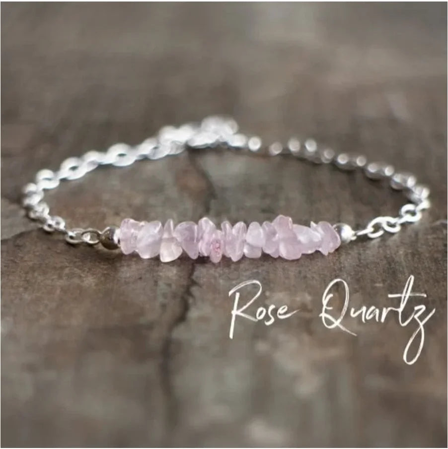 ✨ Raw Moonstone & Raw Black Tourmaline Minimalist Bracelet – Natural Healing Stones for Protection & Balance A3