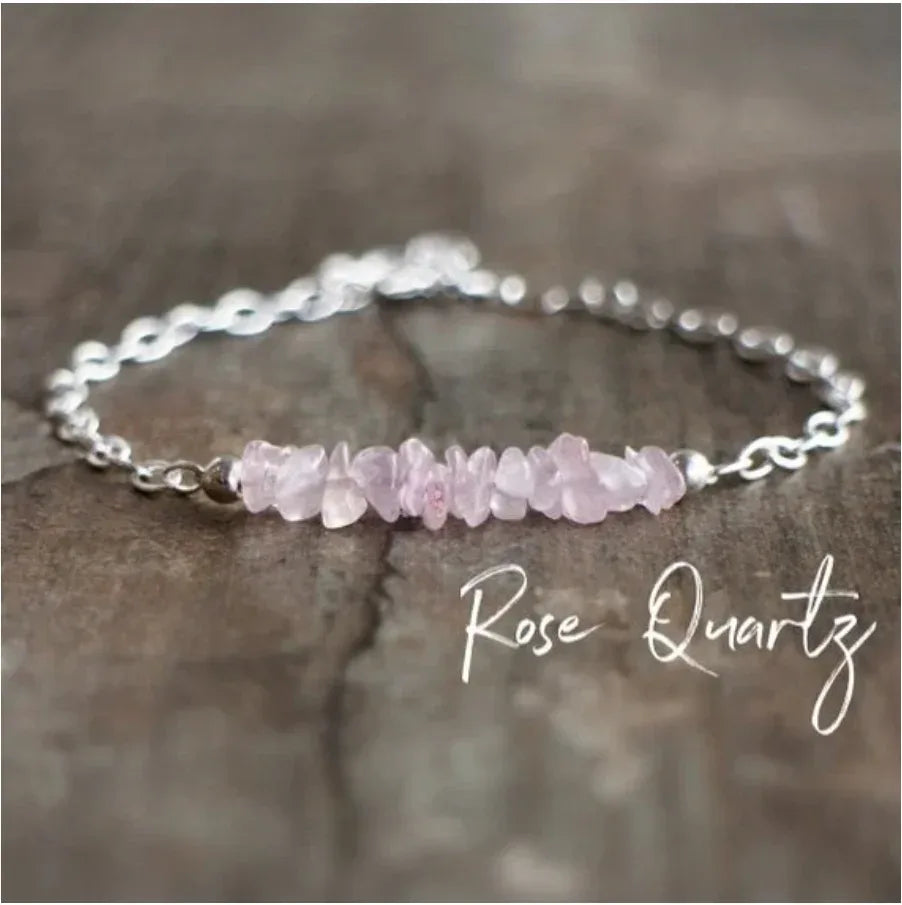 ✨ Raw Moonstone & Raw Black Tourmaline Minimalist Bracelet – Natural Healing Stones for Protection & Balance A3