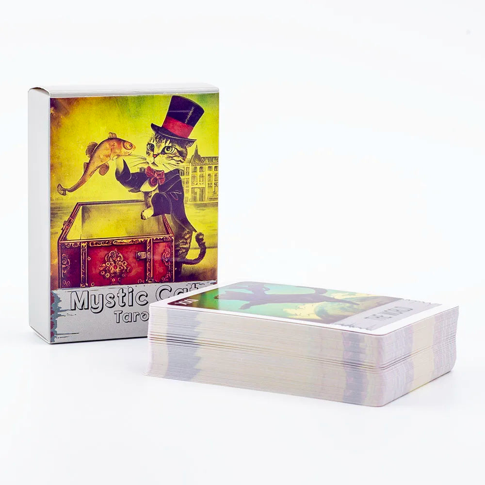 Mystic Cat Tarot 78-Card Deck | English Visions Divination Edition for Party Gatherings and Family Nights