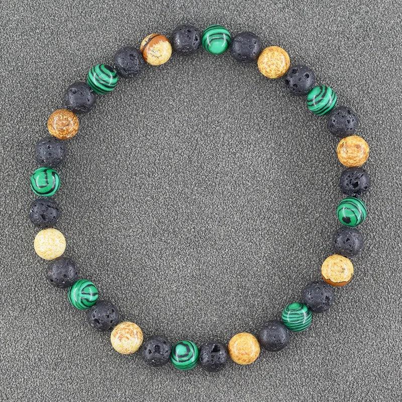 ✨ Natural African Pine Stone Beaded Bracelet – Authentic Picture Stone Bohemian Bangle for Men & Women – Volcanic Elastic Jewelry, Perfect Friendship Gift 34