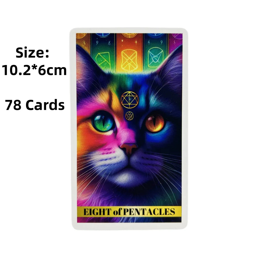 Colorful Cat Tarot Cards – 78-Card Oracle Deck for Divination, English Visions, and Fun Board Games