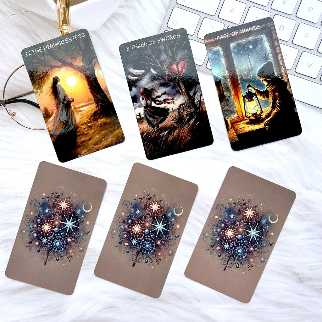 🔥78PCS Tarot Cards | 70*120mm Double-Sided Scratch-Proof Film Tarot Deck with English Guide & Rune Board Game