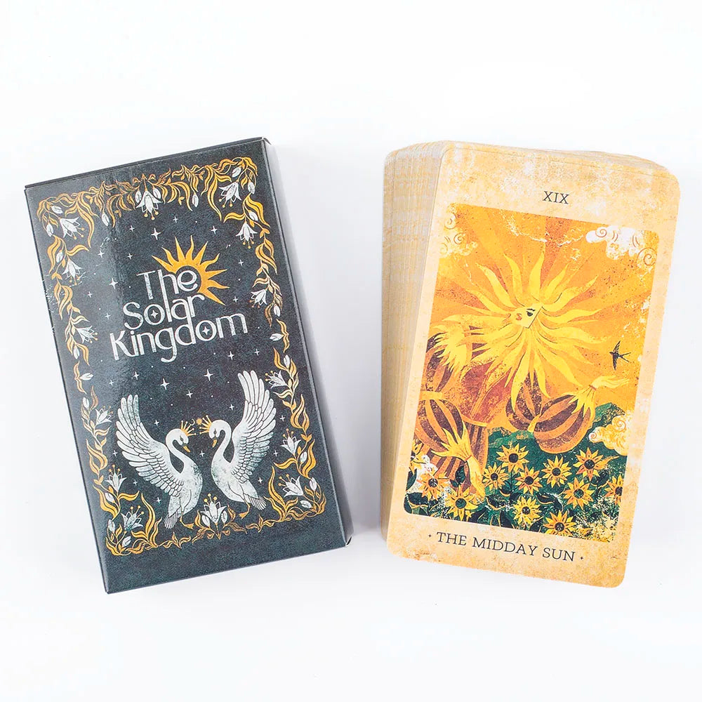 The Solar Kingdom Tarot Deck – 78 Cards + 8 Special Sun and Moon Cards, English Visions Divination Edition for Board and Party Games (10.4x6.1 cm)