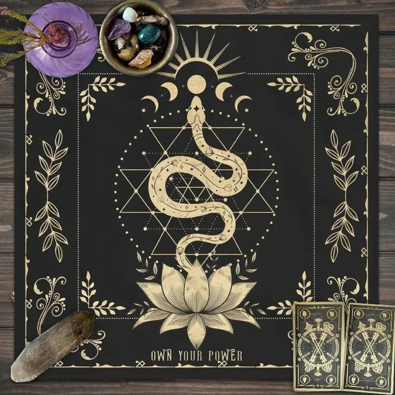 🃏 Mandala Tree of Life Tarot Tablecloth – Sea Velvet Square Butterfly Altar Cloth for Tarot Readings, Terrace Dining & Multi-Purpose Mystic Decor 026