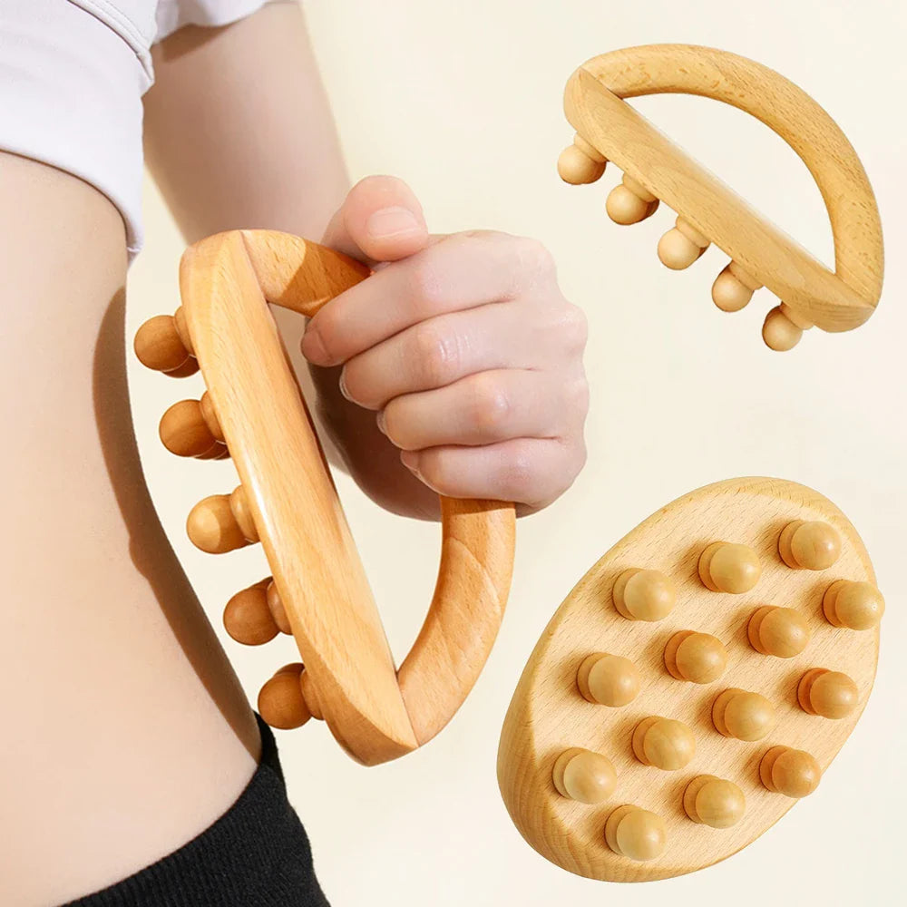 Wood Therapy Fascia Release Massage Tools – Wooden Massage Brush & Gua Sha Body Sculpting Tool for Smooth Meridians and Deep Tissue Relief﻿