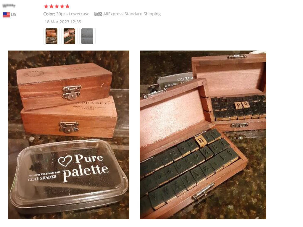 🔤 Wooden Alphabet Letter Stamps Set – Vintage Uppercase & Lowercase Rubber Stamps with DIY Self Ink Pad | Perfect for Diary, Album, Handmade Art & Craft