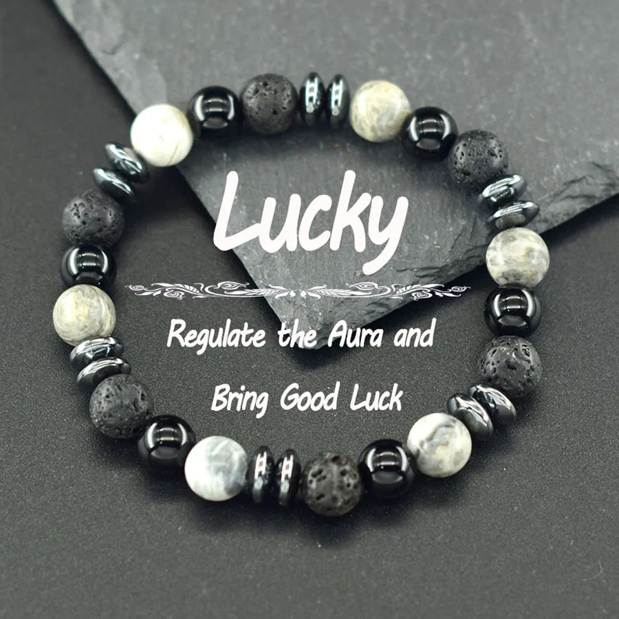 ✨ Natural Sparrow Stone and Black Volcanic Onyx Beads Bracelet – Classic Unisex Jewelry for Capillary Function and Immunity Enhancement 5 Map 8 mm Beads