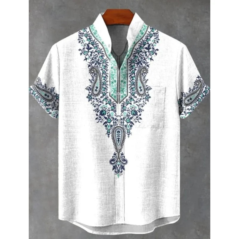 🌍 The Ancestral Modesty Heritage Edition: Premium Men’s Retro African Tribal Totem Shirt – High-Definition Digital Print, Breathable Organic Cotton-Linen Blend, and Sophisticated Modest Street-Trend Silhouette