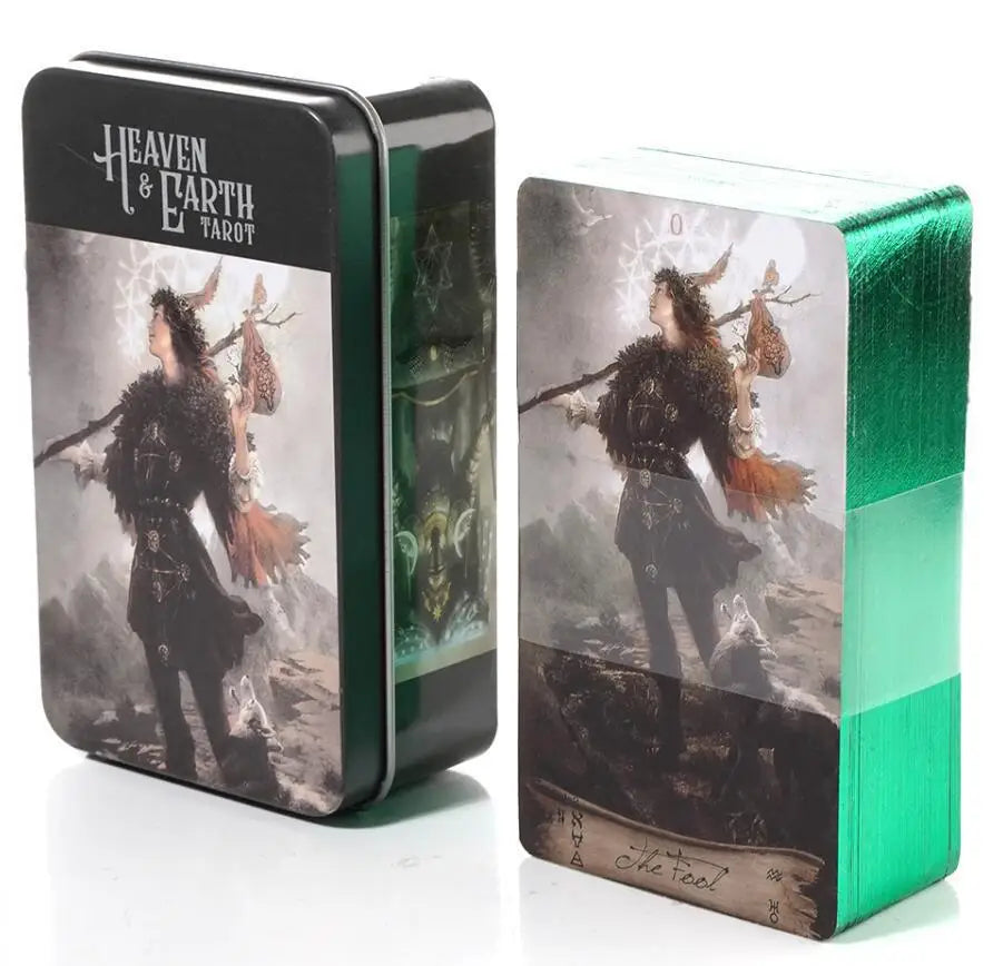 🌙 Moon Compass Tarot Deck – 78 Cards | Gilded Edge | Tin Box | Oracle & Tarot Game | English Edition with Paper Guidebook Orange