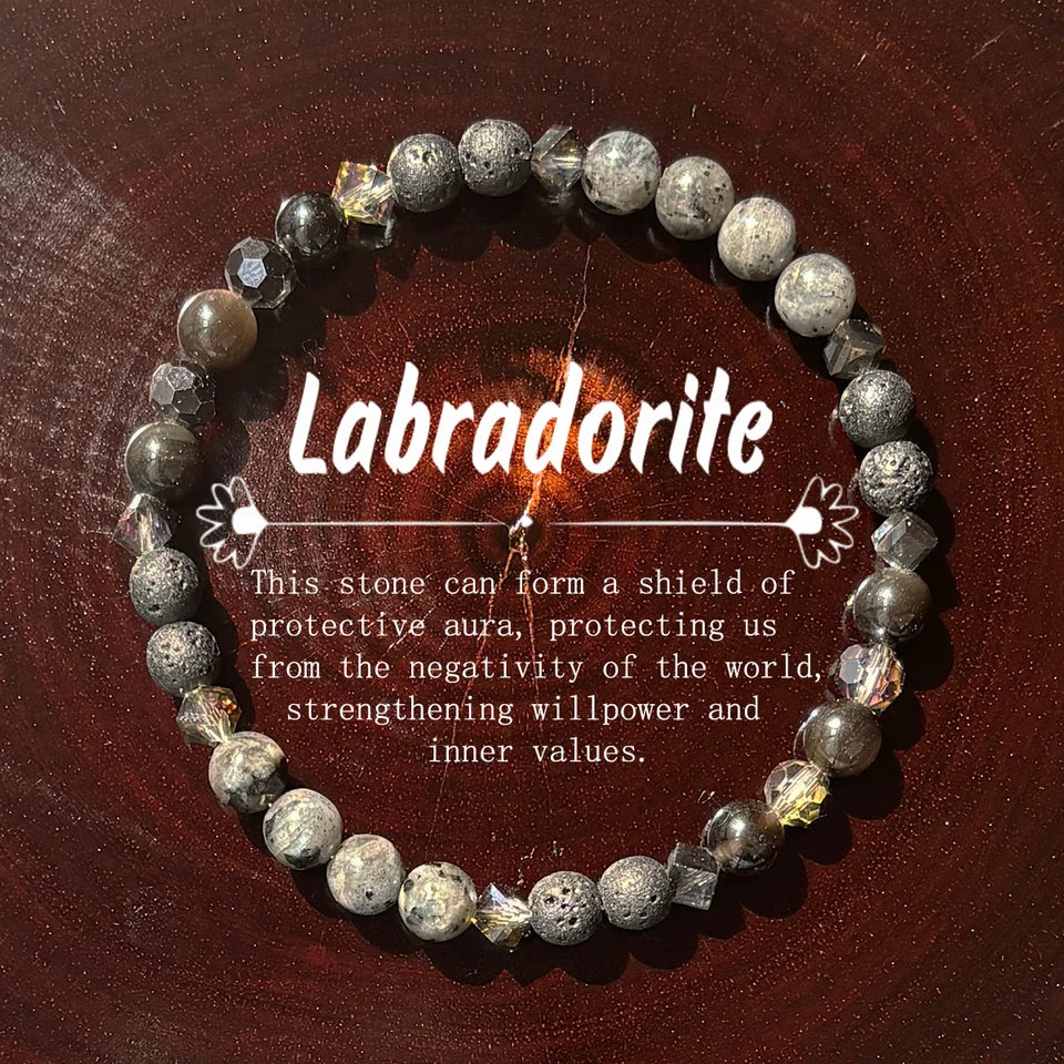 ✨ Boho Handmade Labradorite Bracelet – Mystical Protection and Spiritual Energy Jewelry 18cm