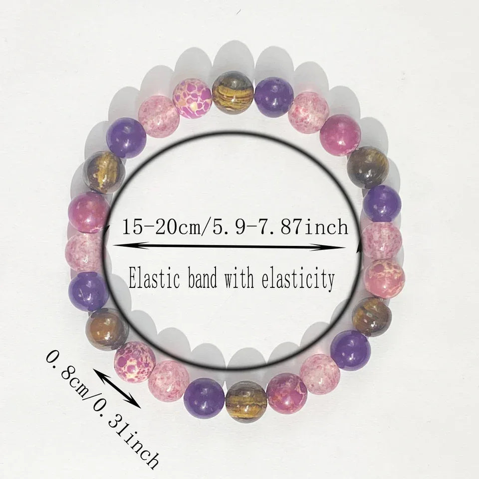 ✨ Bohemian Style Calm Mind Bracelet – Tiger Eye & Rose Quartz Stretch Bracelet – Unisex Natural Stone Jewelry Gift