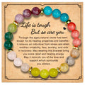 ✨ 7 Chakra Yoga Meditation Bracelet – Natural Aquamarine Stone Bangle for Men & Women – Includes Encouraging Words Card, Healthy Healing Jewelry