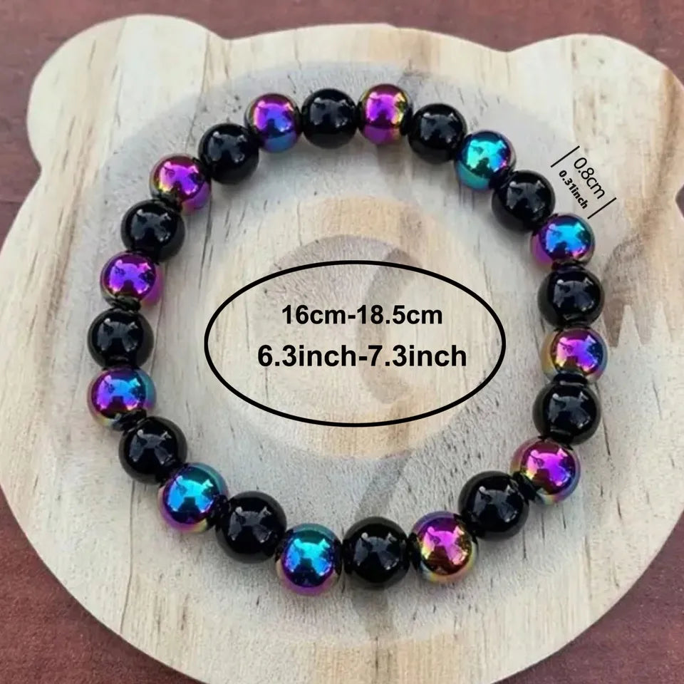 ✨ Natural Stone Energy Bracelet – Unisex Crystal Beaded Stretch Bangle – Adjustable Bead Bracelet Gift for Women & Men