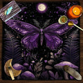 🦋Mystical Purple Butterfly Tarot Tablecloth | Altar Cloth with Moonlight Mushrooms & Plants – Witchcraft Astrology Tarot Cloth for Home Decor TLB (899)