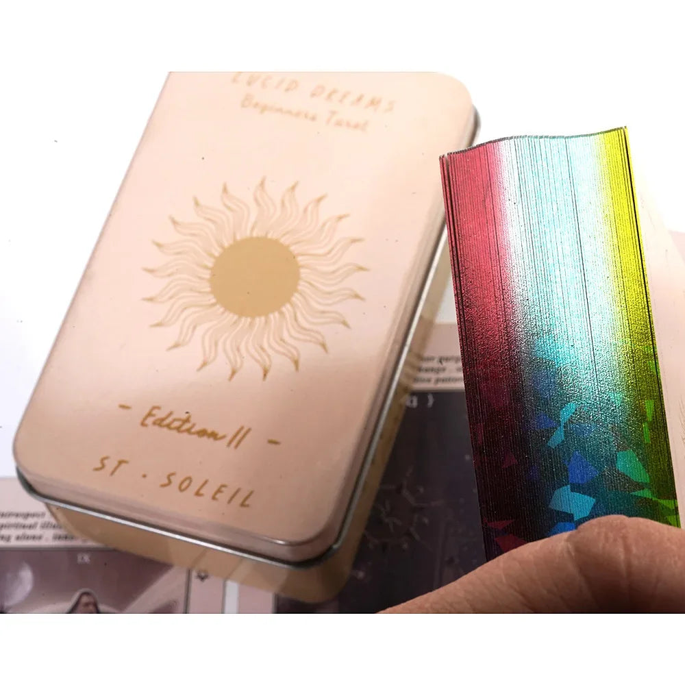 Lucid Dreams Beginners Tarot Deck in Tin Metal Box – 78 Cards with PDF Guidebook for Divination and Entertainment