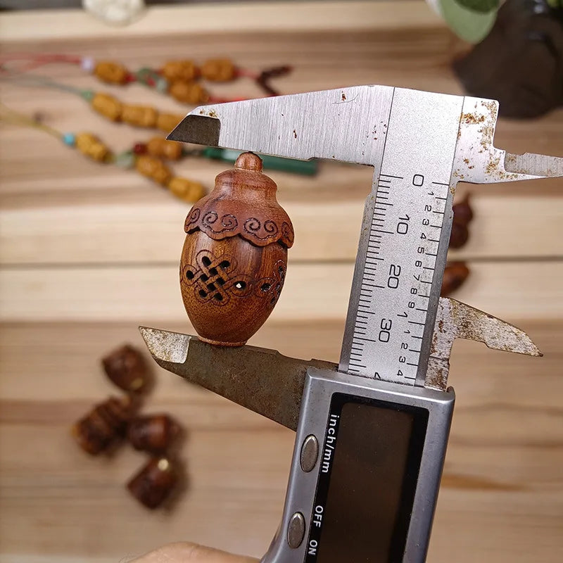 🌿 Wood Hollow Carved Aromatherapy Bottle – Mini Vase Pagoda Design | Car Hanging Decoration & Fragrance Diffuser Pendant | Free Shipping vase A