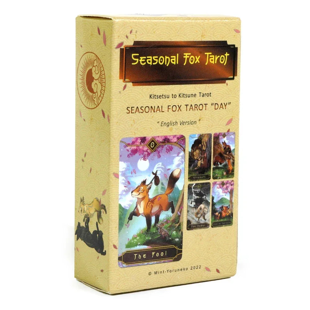 🦊 Seasonal Fox Tarot Deck – 78 Cards English Version | Kitseysu to Kitsune | Beginners' Friendly | Beautiful Gift Edition