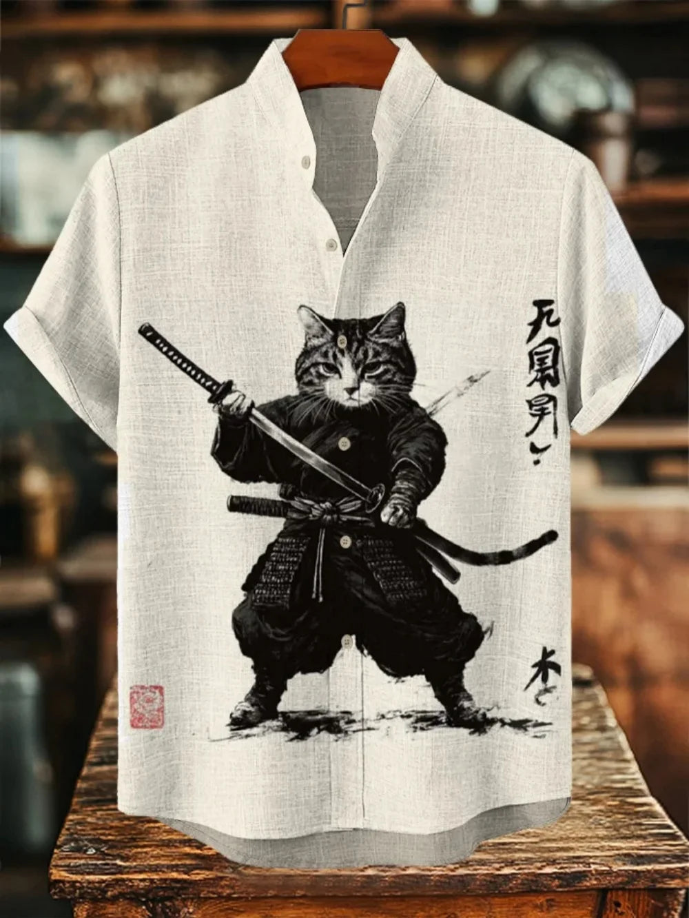 🌸 The Plum Blossom Heritage: Premium Men’s Summer Linen Shirt – High-Definition Oriental Floral Graphic, Modern Mandarin Standing Collar, and Sophisticated Urban-Street Short-Sleeve Button-Down llyh165