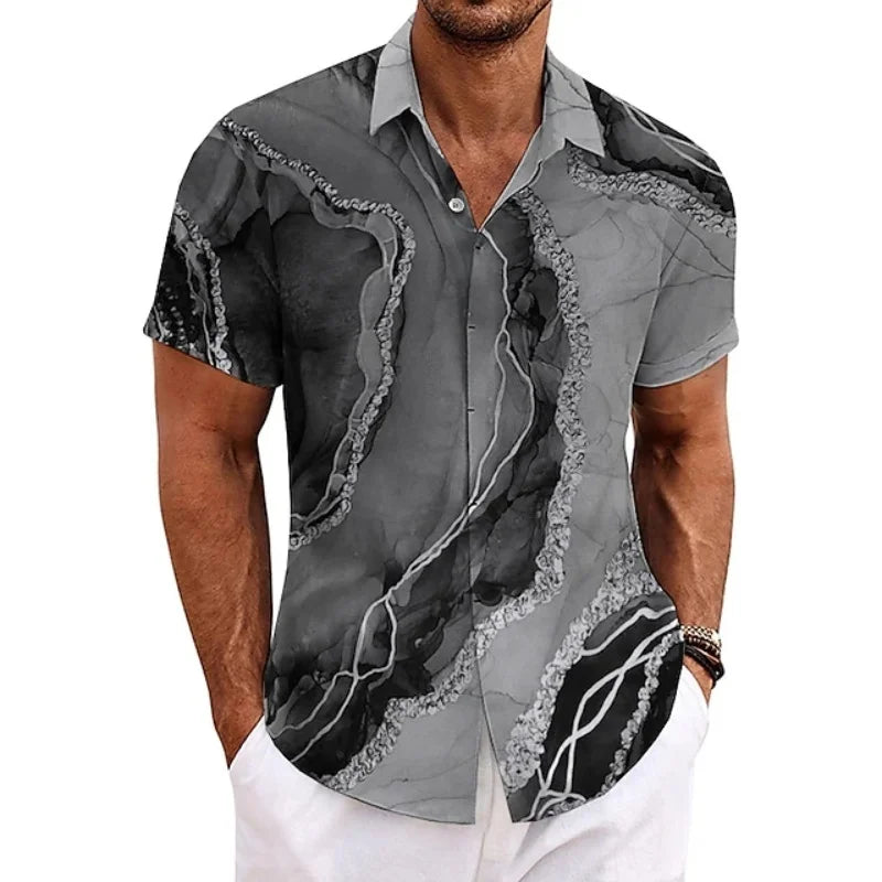 ✨ The Vintage Essence 3D Masterpiece: Premium Men's Soft-Touch Short-Sleeve Button-Up – High-Definition Retro Graphic Print, Breathable Summer Comfort Fabric, and Sophisticated Tailored Silhouette BSLTH246813051